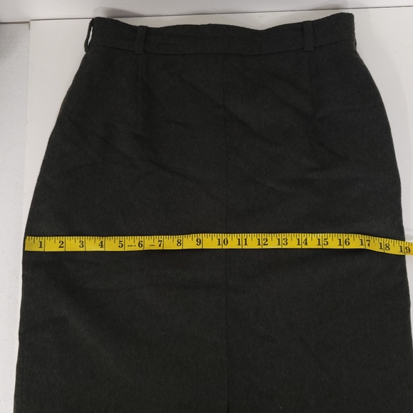 Vintage Your 6th Sense Medium Skirt Midi wool Dark Green Back& front Slit High - Picture 11 of 12